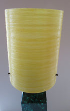 Load image into Gallery viewer, Tall 1960s 1970s Green Shattaline Lamp with Original Yellow Shade
