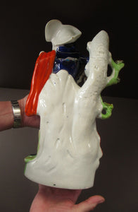 Huge Staffordshire Figurine Spill Vase: Gamekeeper or Hunter with his Retriever Dog