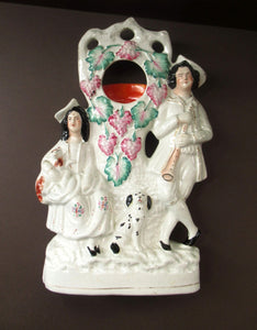 Staffordshire Flatback Watchholder Watch Holder. Couple at a Fruiting Bough