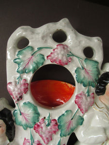 Staffordshire Flatback Watchholder Watch Holder. Couple at a Fruiting Bough
