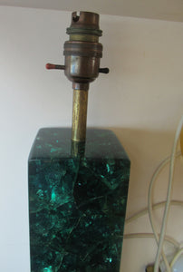 Tall 1960s 1970s Green Shattaline Lamp with Original Yellow Shade