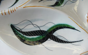 Vintage 1950s ITALIAN POTTERY Serving Platter - with Hand Painted Organic Design 