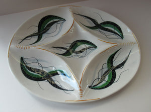 Vintage 1950s ITALIAN POTTERY Serving Platter - with Hand Painted Organic Design 