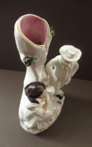 Antique Victorian Spill Vase. Man and Woman Drinking Beside a Tree