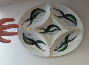Vintage 1950s ITALIAN POTTERY Serving Platter - with Hand Painted Organic Design 