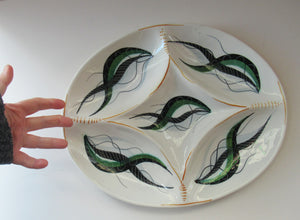 LARGE Vintage 1950s ITALIAN POTTERY Serving Platter - with Hand Painted Organic Design