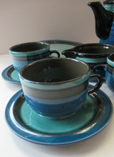 Load image into Gallery viewer, Vintage 1960s West German Waku Stoneware Pottery Bachelor Tea for Two Teaset
