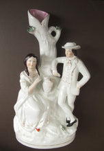 Load image into Gallery viewer, Antique Victorian Spill Vase. Man and Woman Drinking Beside a Tree
