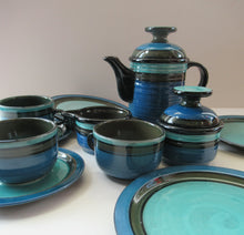 Load image into Gallery viewer, Vintage 1960s West German Waku Stoneware Pottery Bachelor Tea for Two Teaset
