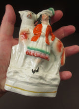 Load image into Gallery viewer, Miniature Antique Staffordshire Flatback Wee Girl with Massive Sheep
