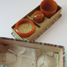 Load image into Gallery viewer, Art Deco Genuine Amber Bakelite Breakfast Set in Original Presentation Box
