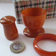 Load image into Gallery viewer, Art Deco Genuine Amber Bakelite Breakfast Set in Original Presentation Box

