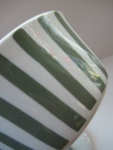 Load image into Gallery viewer, Vintage 1930s DANISH Lyngbay Porcelain Lidded Bowl with Carrying Handle and Grey Stripes
