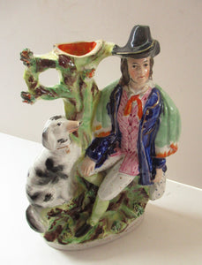 Antique Staffordshire Figurine. Thomas Campbell Poet Old Dog Tray Spill Vase