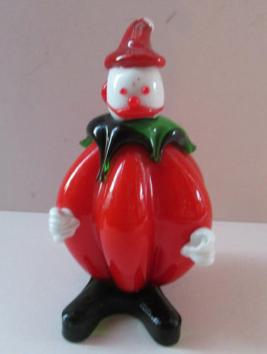 Vintage 1980s Murano Red Tomato Shape Glass Clown