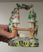 Load image into Gallery viewer, Miniature Flatback Figurine. Couple in a Bough with Swan and Bridge
