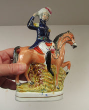 Load image into Gallery viewer, Antique Miniature Staffordshire Flatback Figurine of a Military Gentleman on Horseback
