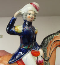 Load image into Gallery viewer, Antique Miniature Staffordshire Flatback Figurine of a Military Gentleman on Horseback
