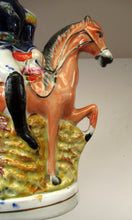 Load image into Gallery viewer, Antique Miniature Staffordshire Flatback Figurine of a Military Gentleman on Horseback
