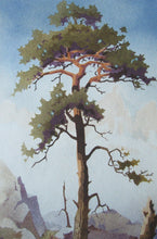 Load image into Gallery viewer, 1930s COLOUR WOODCUT Entitled The Lone Pine by James Alphege Brewer
