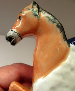 Antique Miniature Staffordshire Flatback Figurine of a Military Gentleman on Horseback
