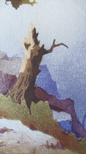 Load image into Gallery viewer, 1930s COLOUR WOODCUT Entitled The Lone Pine by James Alphege Brewer
