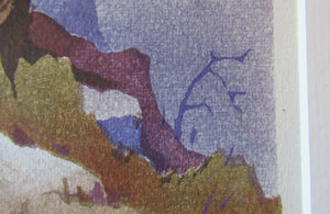 1930s COLOUR WOODCUT Entitled The Lone Pine by James Alphege Brewer