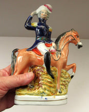 Load image into Gallery viewer, Antique Miniature Staffordshire Flatback Figurine of a Military Gentleman on Horseback
