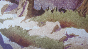 1930s COLOUR WOODCUT Entitled The Lone Pine by James Alphege Brewer