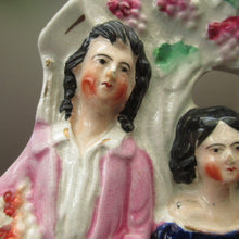 Load image into Gallery viewer, Antique Miniature Staffordshire Figurine. Couple Under a Fruiting  Vine
