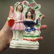 Load image into Gallery viewer, Antique Miniature Staffordshire Figurine. Couple Under a Fruiting  Vine
