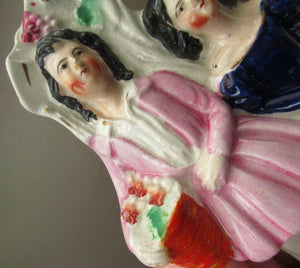 Antique Miniature Staffordshire Figurine. Couple Under a Fruiting  Vine