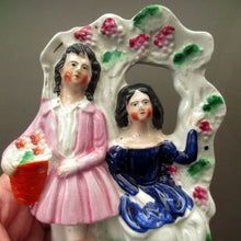 Load image into Gallery viewer, Antique Miniature Staffordshire Figurine. Couple Under a Fruiting  Vine
