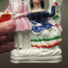 Load image into Gallery viewer, Antique Miniature Staffordshire Figurine. Couple Under a Fruiting  Vine
