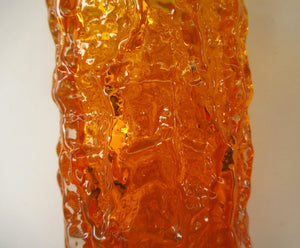 1960s WHITEFRIARS Tangerine "Bark" vase by Geoffrey Baxter