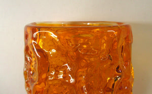 1960s WHITEFRIARS Tangerine "Bark" vase by Geoffrey Baxter