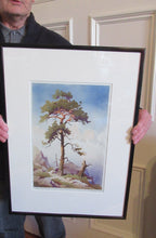 Load image into Gallery viewer, 1930s COLOUR WOODCUT Entitled The Lone Pine by James Alphege Brewer
