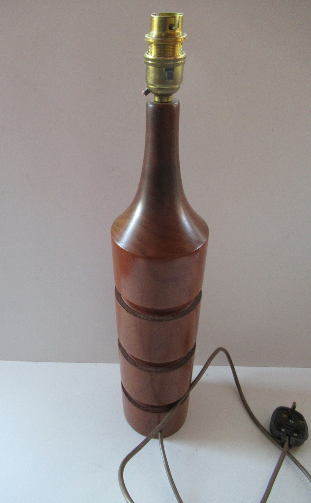 Vintage Scandinavian Teak Pillar Table Lamp. Working