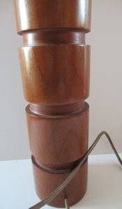 Vintage Scandinavian Teak Pillar Table Lamp. Working