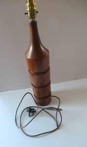 Vintage Scandinavian Teak Pillar Table Lamp. Working