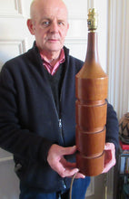 Load image into Gallery viewer, Vintage Scandinavian Teak Pillar Table Lamp. Working
