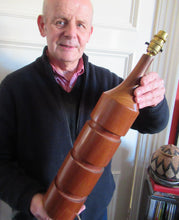 Load image into Gallery viewer, Vintage Scandinavian Teak Pillar Table Lamp. Working
