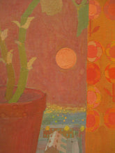 Load image into Gallery viewer, Irene Halliday - Geraniums on a Window Ledge - Watercolour and Gouache on Board
