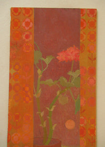 Irene Halliday - Geraniums on a Window Ledge - Watercolour and Gouache on Board