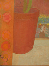 Load image into Gallery viewer, Irene Halliday - Geraniums on a Window Ledge - Watercolour and Gouache on Board
