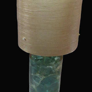 1970s Shattaline Lamp with Green Base and Beige Spun Fibre Shade