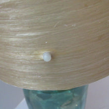 Load image into Gallery viewer, 1970s Shattaline Lamp with Green Base and Beige Spun Fibre Shade
