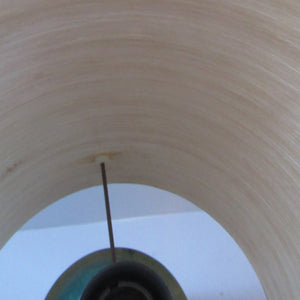 1970s Shattaline Lamp with Green Base and Beige Spun Fibre Shade