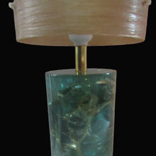 Load image into Gallery viewer, 1970s Shattaline Lamp with Green Base and Beige Spun Fibre Shade
