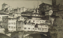 Load image into Gallery viewer, Albany E. Howarth Etching: The Ponte Vecchio,  Florence. Pencil Signed and dated in the plate 1918 FRAMED
